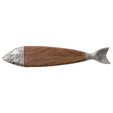 Acacia Wood & Aluminum Fish Serving Board