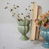 Stoneware Scalloped Footed Vase