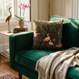 20" Cotton Velvet Chinoiserie Pillow