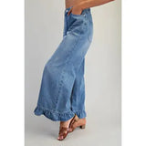 Mineral Wash Ruffle Hem Jeans
