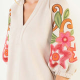 Lucy Suede Embroidered Sleeve Dress
