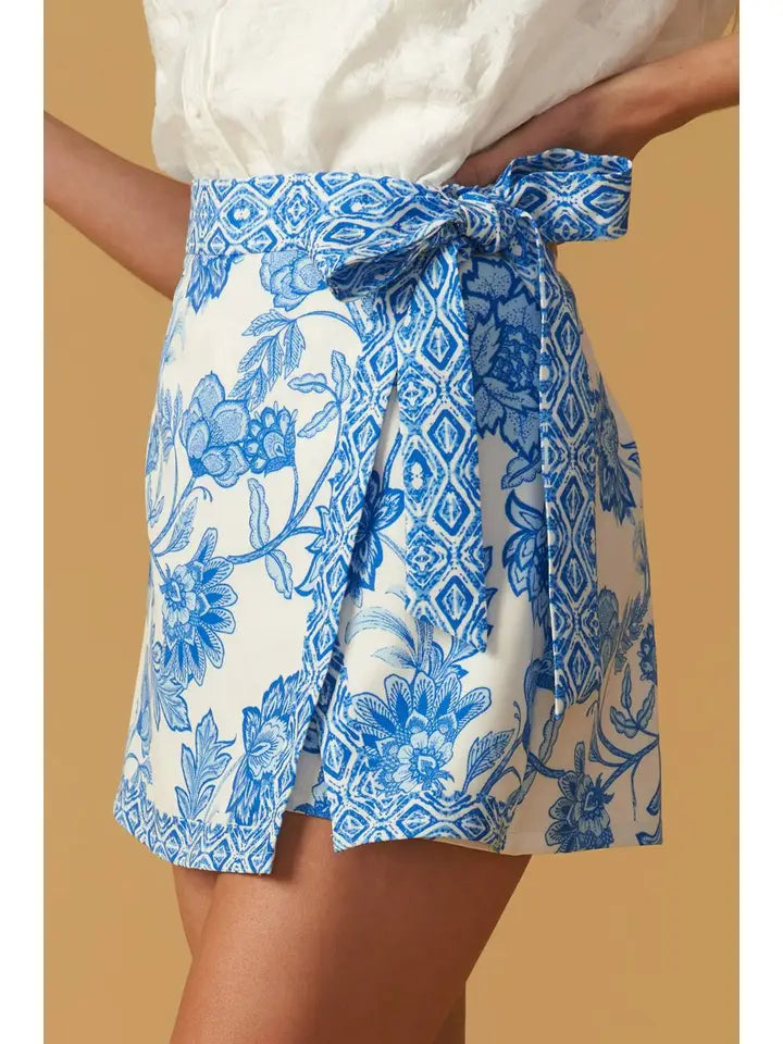 Blue floral Woven Skort