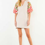 Lucy Suede Embroidered Sleeve Dress