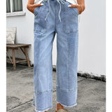 Womens Drawstring Wig Leg Pants
