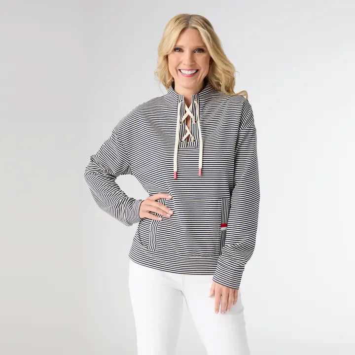 Dixie Long Sleeve Tie Neck Pullover
