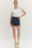 High Rise Scalloped Shorts