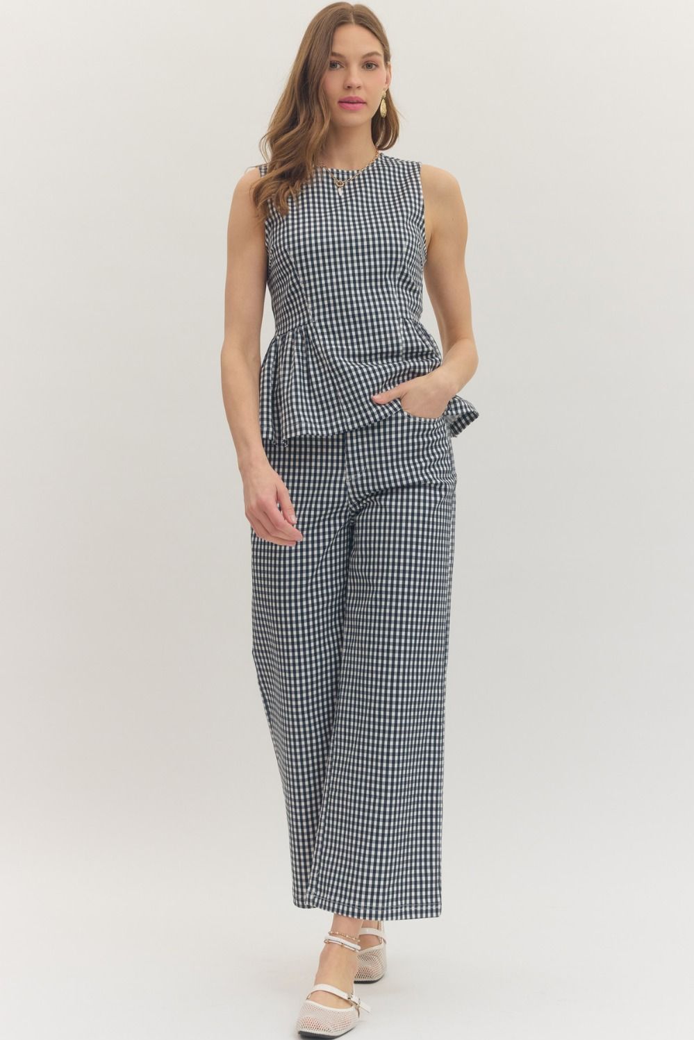 Elsa Gingham Straight Leg Pants