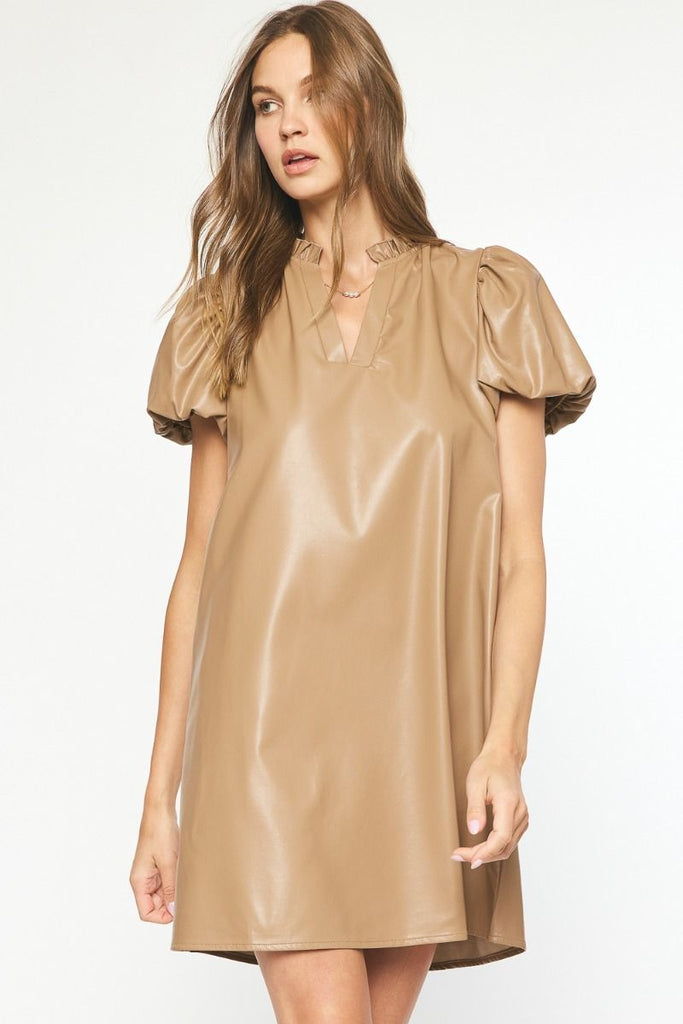 On Trend Leather Dress, Groovy's, Entro, Faux Leather Dress