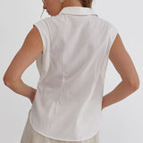Solid Button Sleeveless Top