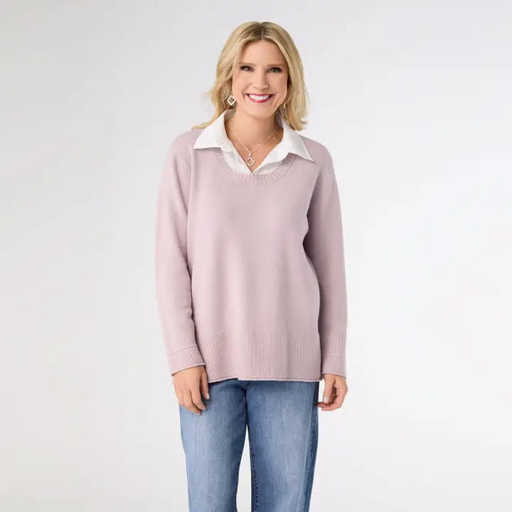 Jensen Sweater With Woven Collar
