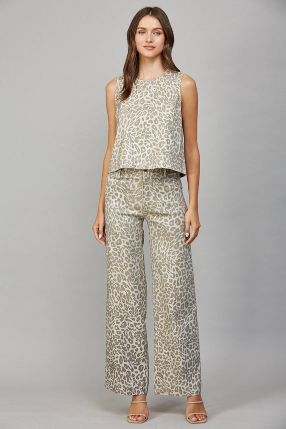 Metallic Animal Print Pants