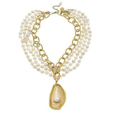 Multi Strand Pearl and Oyster Necklace