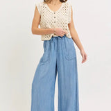 Tencel Pull On Wide Leg Pants