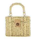 Straw Top Handle Handbag