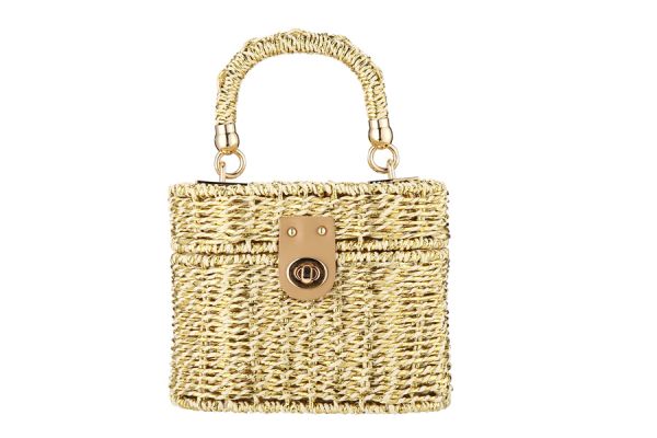 Straw Top Handle Handbag
