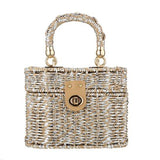 Straw Top Handle Handbag