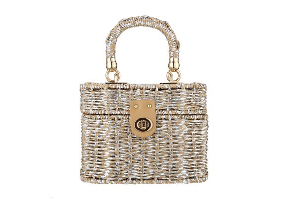 Straw Top Handle Handbag