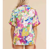 FRILLED NECK FLORAL TOP