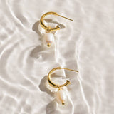 Pearl Lustre Hoop Earrings