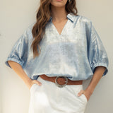 Shimmering Collared Top
