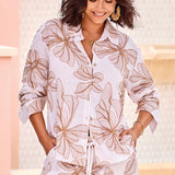 Embroidered Crosshatch Button Blouses