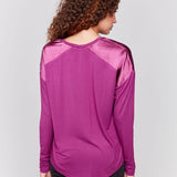 Satin Front Long Sleeve Top