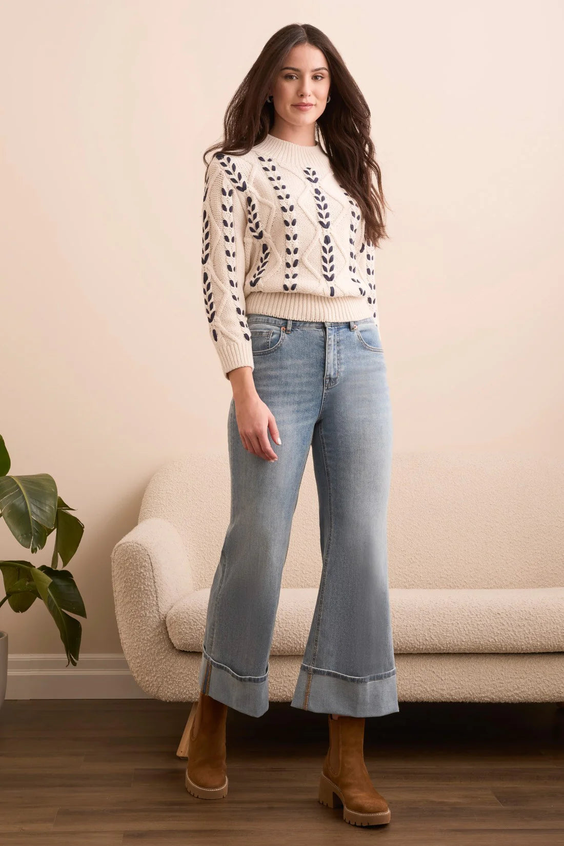 Brooke Cuffed Palazzo Jeans