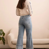 Brooke Cuffed Palazzo Jeans