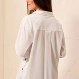 Cotton Poplin Button Collared Blouse