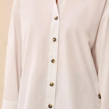 Cotton Poplin Button Collared Blouse