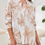 Embroidered Crosshatch Button Blouses