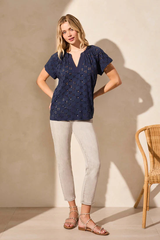 Allover Eyelet Raglan Top