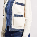 Fancy Denim Trim Sweater Jacket