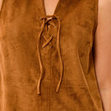 Faux Suede Lace Up Dress