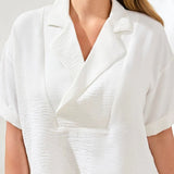 Airflow Draped Lapel Blouse