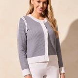 Pointelle Trim Cardigan