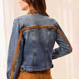 Suede Trim Denim Jacket