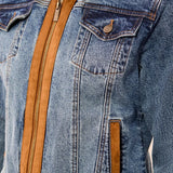 Suede Trim Denim Jacket