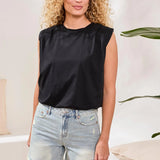 Shoulder Pad Bubble Hem Muscle Tee