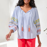 Embroidered Tassel Blouse