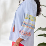 Embroidered Tassel Blouse