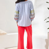 Embroidered Tassel Blouse