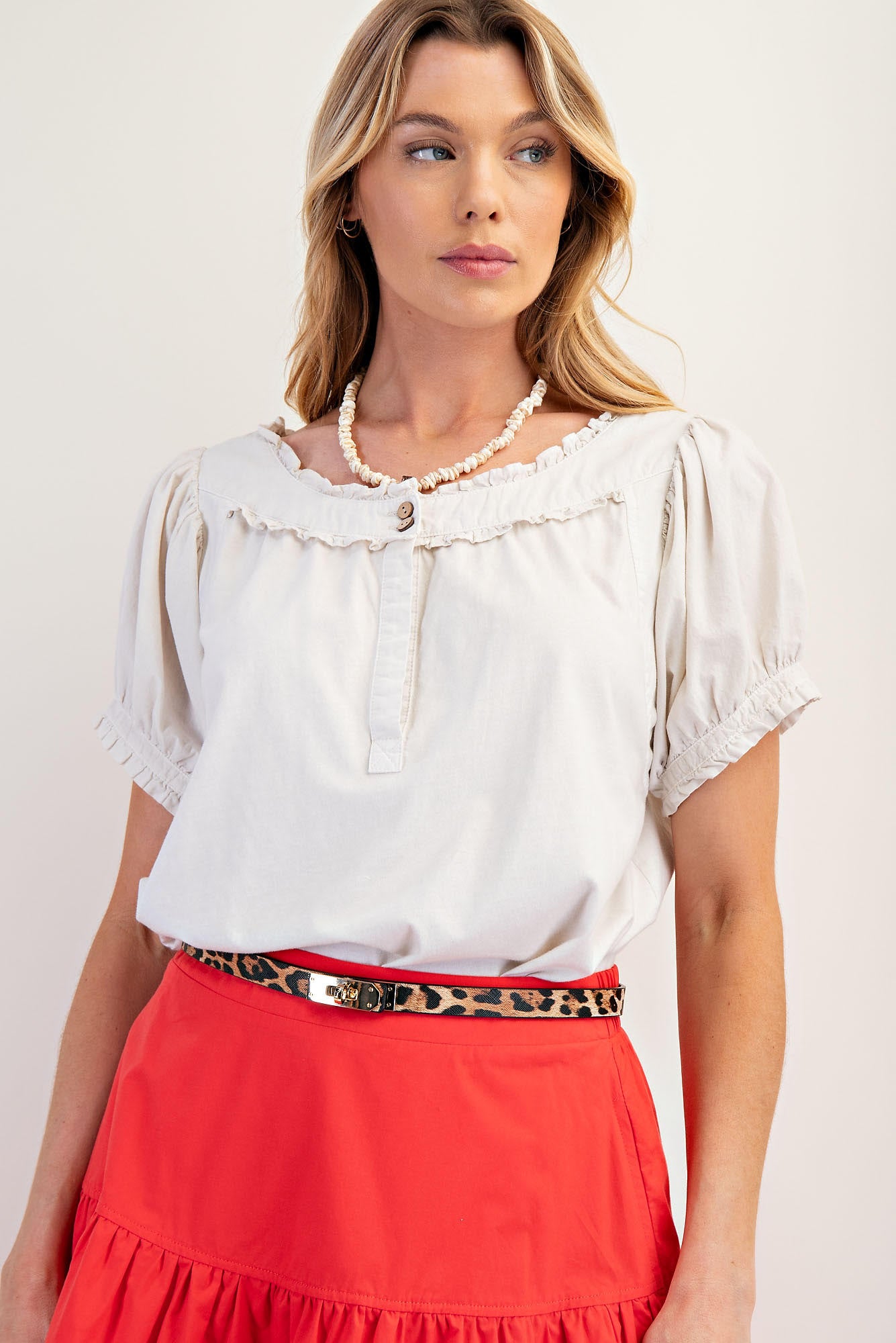 Ruffled Mineral Washed Top