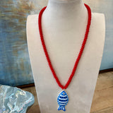 Vibrant Beaded Fish Necklace