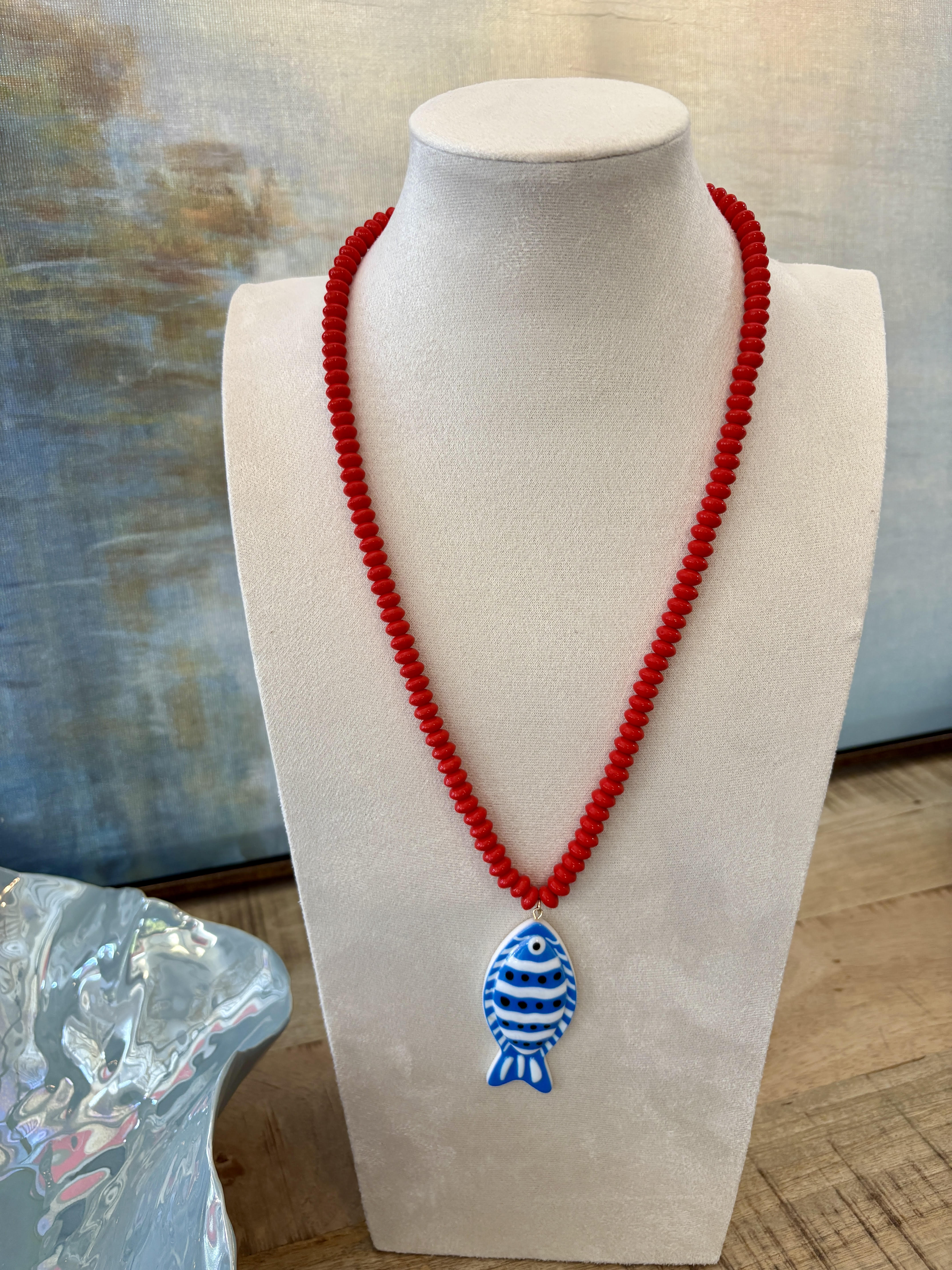 Vibrant Beaded Fish Necklace