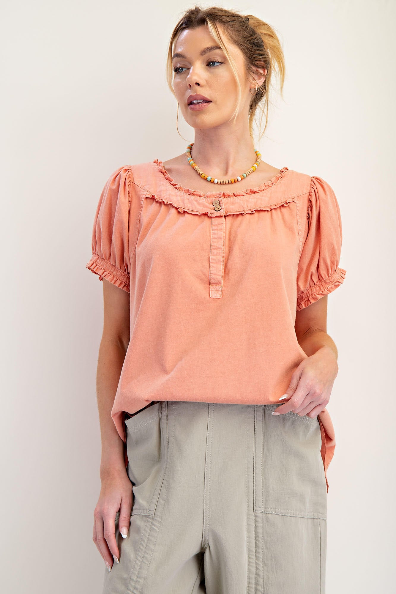Ruffled Mineral Washed Top