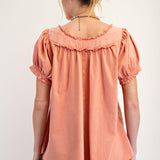 Ruffled Mineral Washed Top