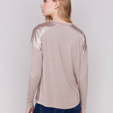 Satin Front Long Sleeve Top