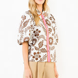 Two Tone Short Sleeve Floral Top