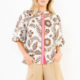 Two Tone Short Sleeve Floral Top